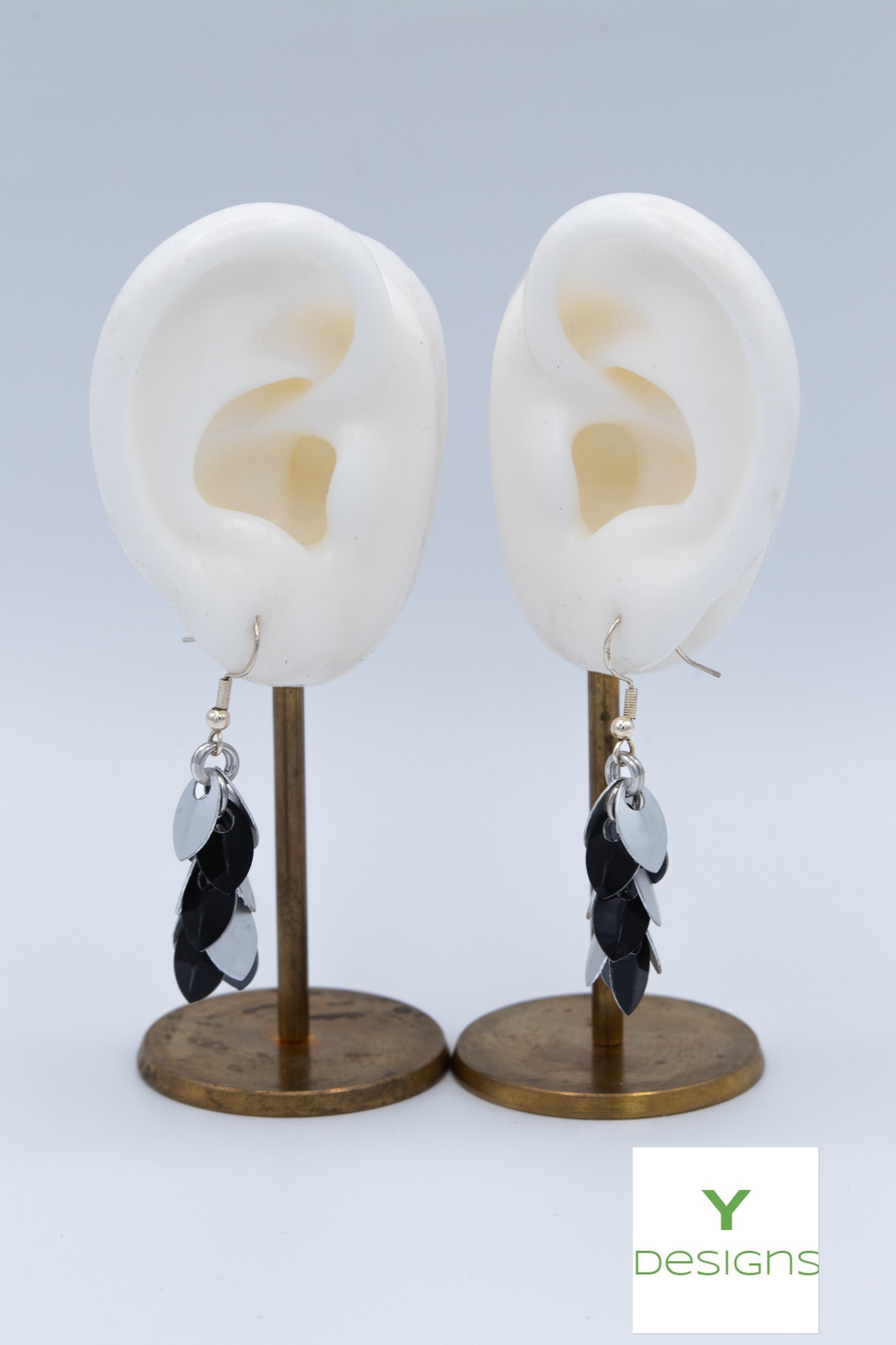 Bold Black and White Scale Earrings