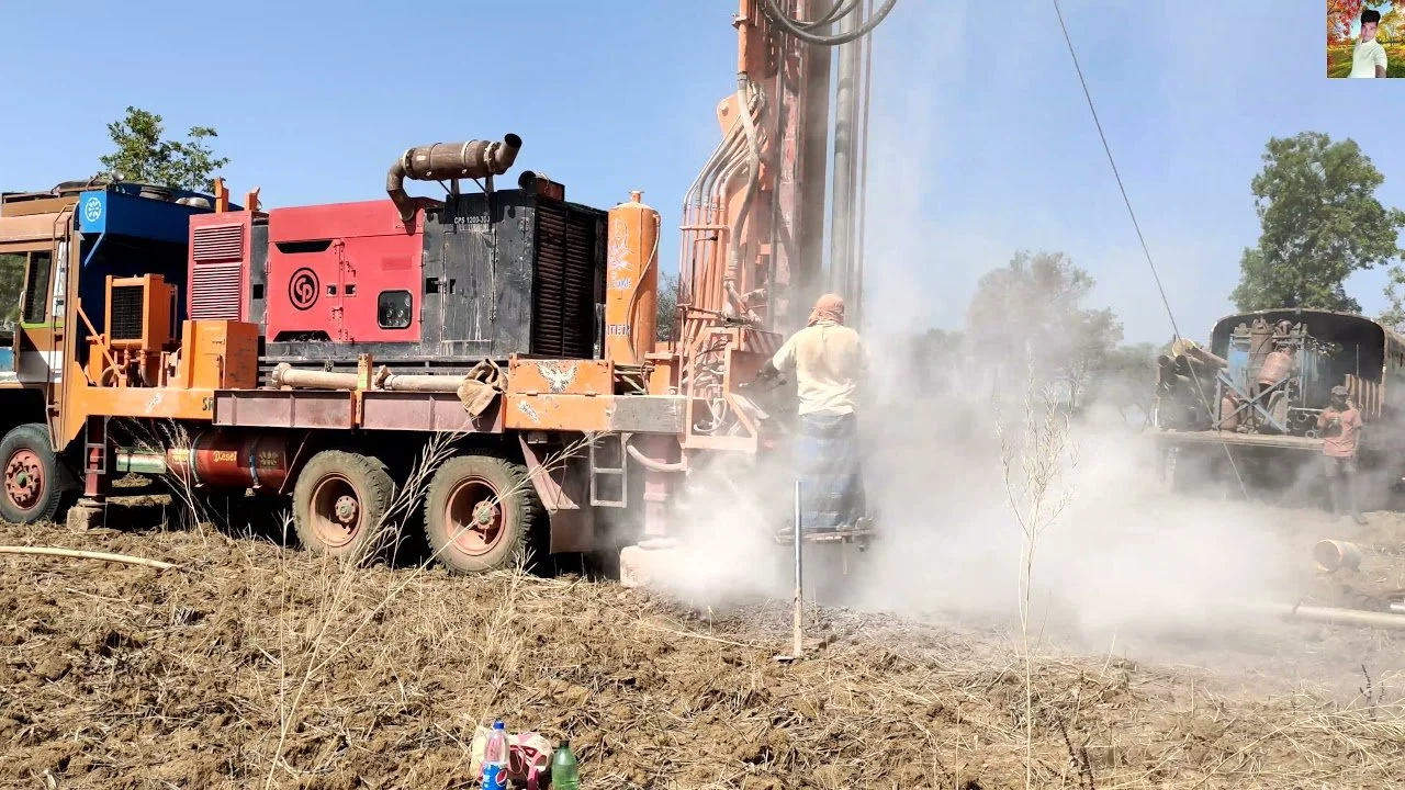 "Upfront Well Company drilling through granite in Franklin County NC."