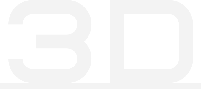 Black background with large white text reading "3D".