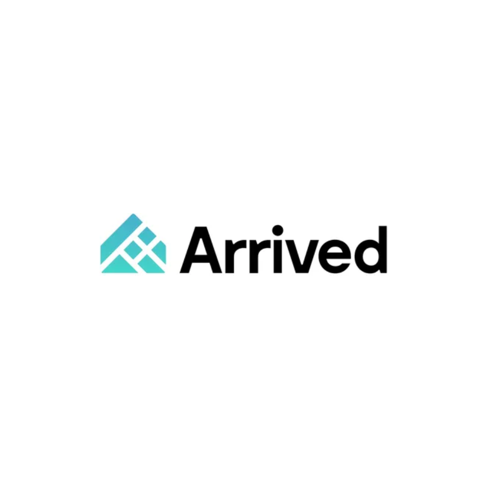 The Arrived logo featuring a stylized blue house icon and the word "Arrived" in bold black letters.