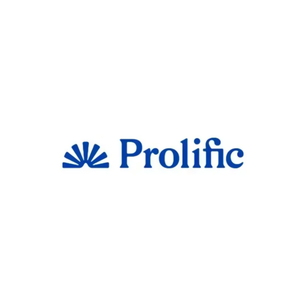 Logo of Prolific with a stylized blue sun or fan icon and the word Prolific in blue text.