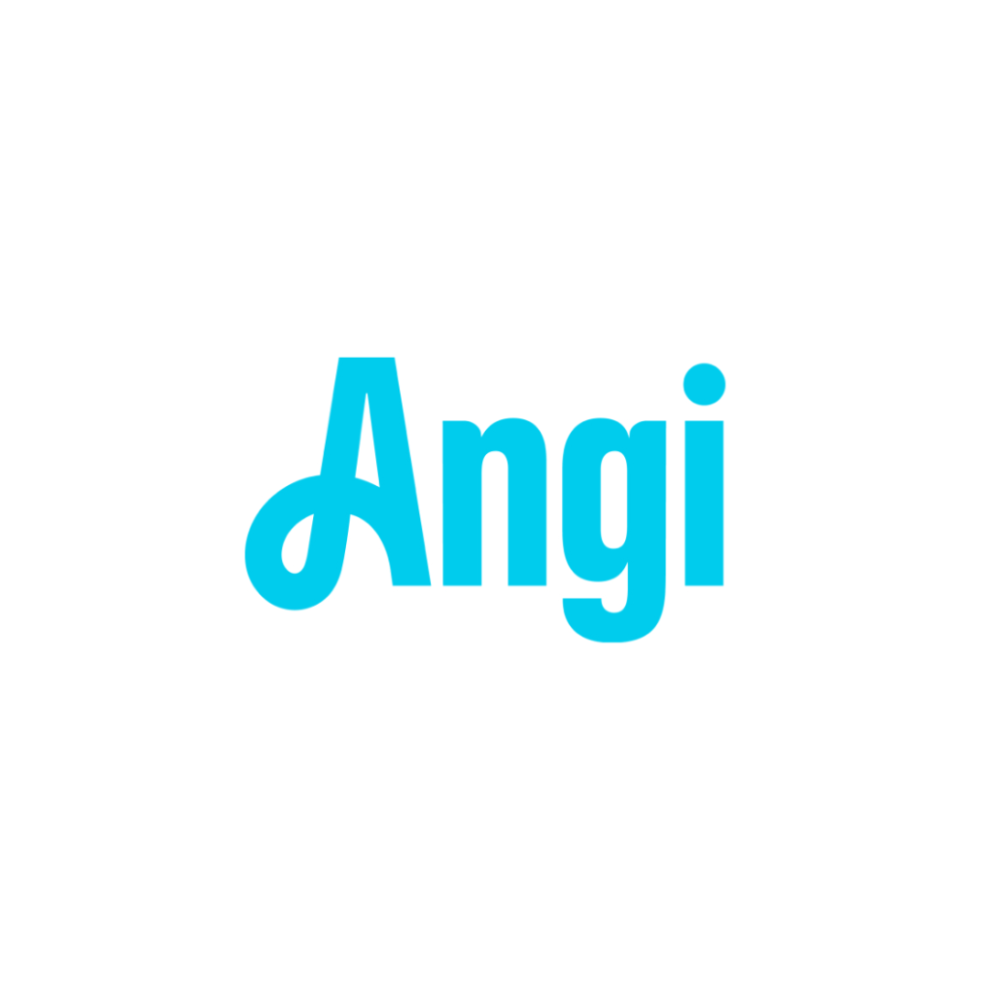 The word 'Angi' written in bright blue, stylized font on a white background.