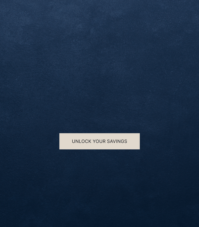 Dark blue background with a beige button labeled 'Unlock Your Savings' in the center.