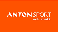 Logo for Anton Sport med teksten 'nok snakk' på oransjefarget bakgrunn.