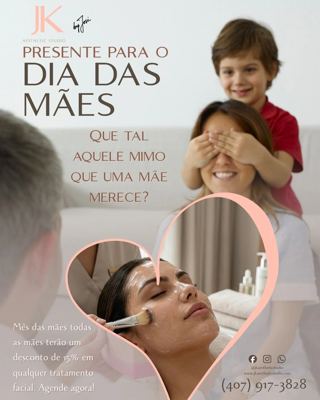 Ela cuida de todos&hellip; mas quem cuida dela?

Neste Dia das M&atilde;es, v&aacute; al&eacute;m do presente. Ofere&ccedil;a um momento de pausa, cuidado e autocuidado de verdade.

No JK Aesthetic Studio, cada tratamento &eacute; pensado para restau