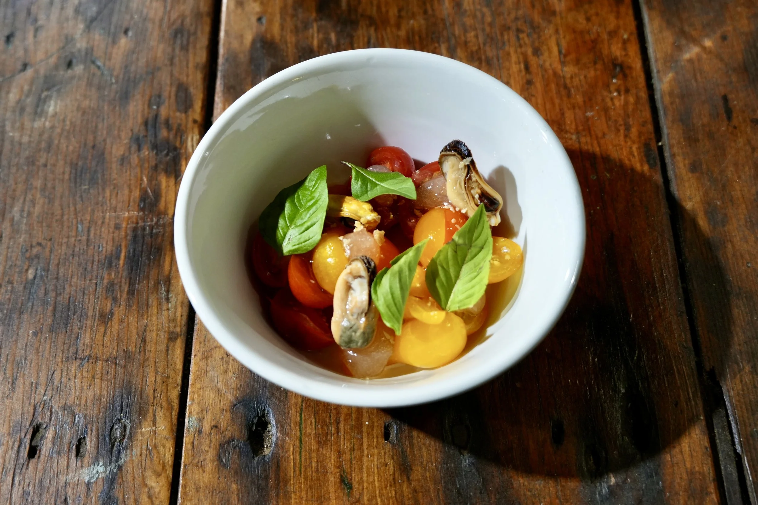 tomato, rose, mussel, miso 