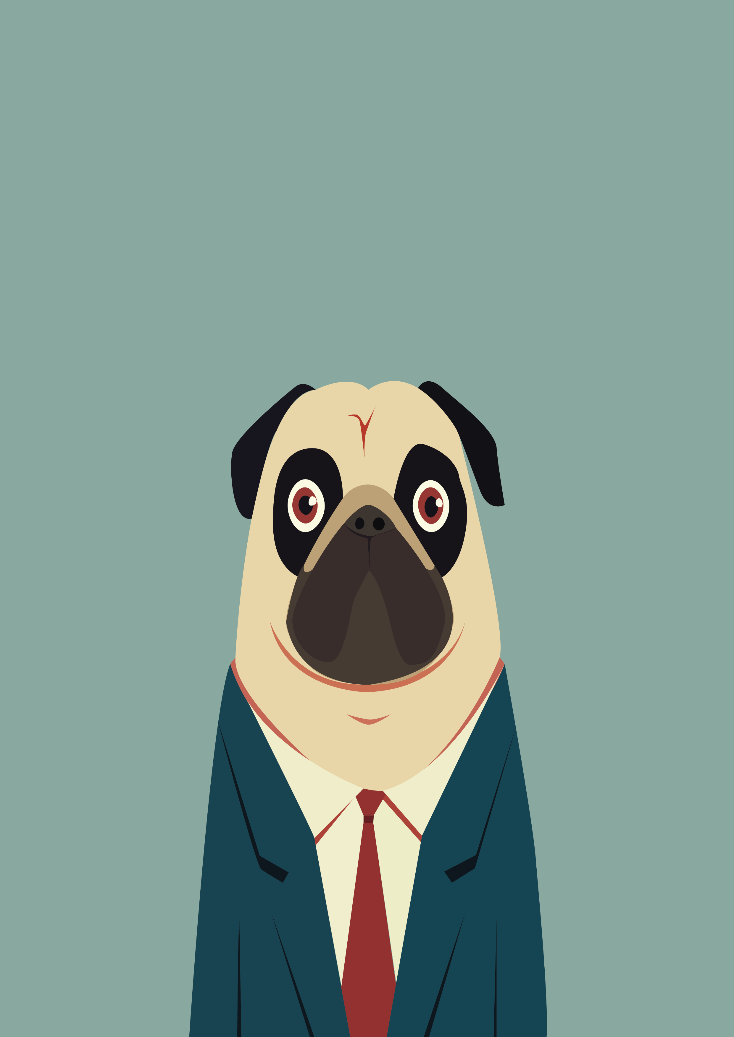 Chief Morale Officer Pug Illustration Print