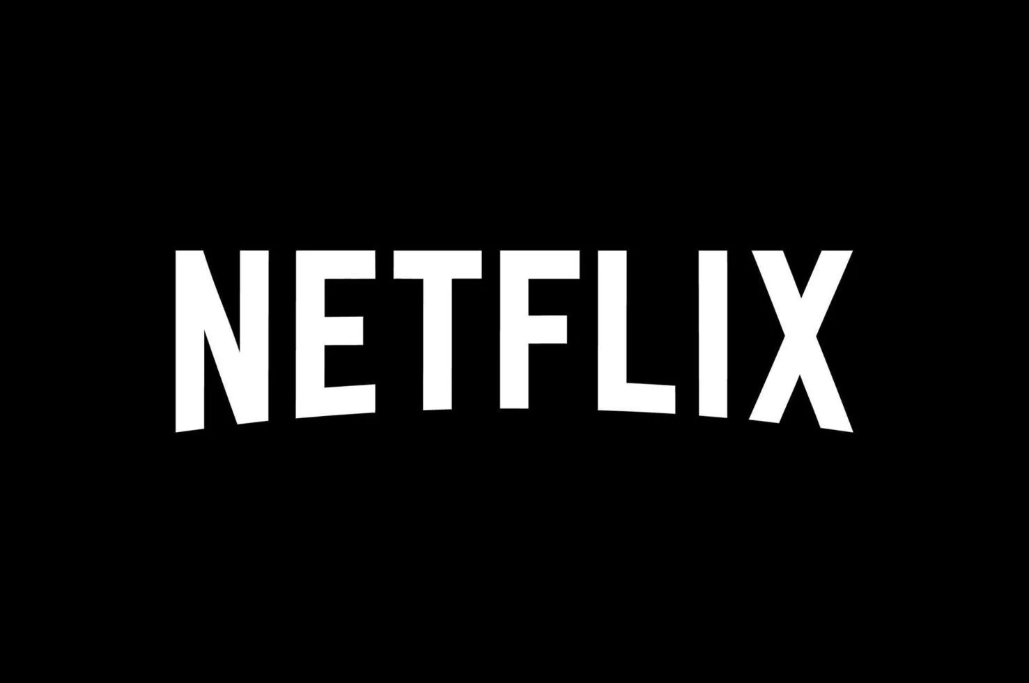 Netflix logo in white on a black background with the company's name in bold letters.