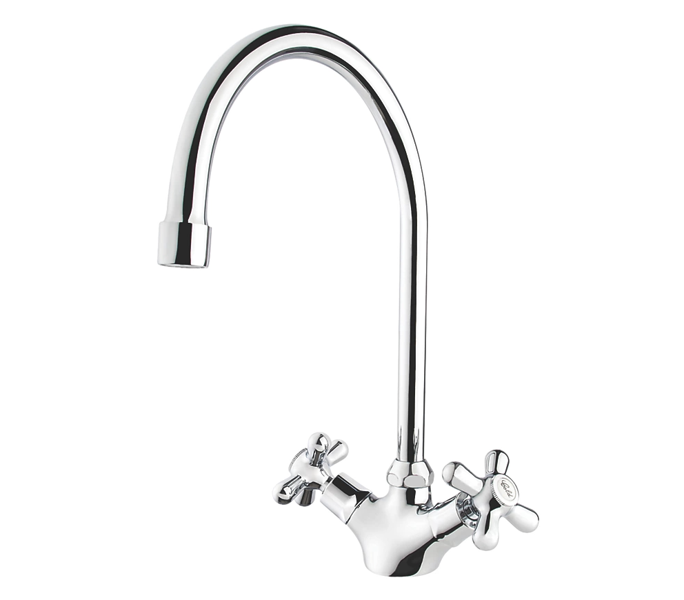 Swirl Cascade Dual-Lever Kitchen Mono Mixer Tap Chrome