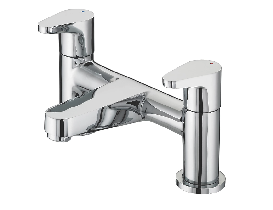 Bristan Quest Chrome 120mm Deck Mounted Lever 2 Tap Holes Bath Mixer Tap