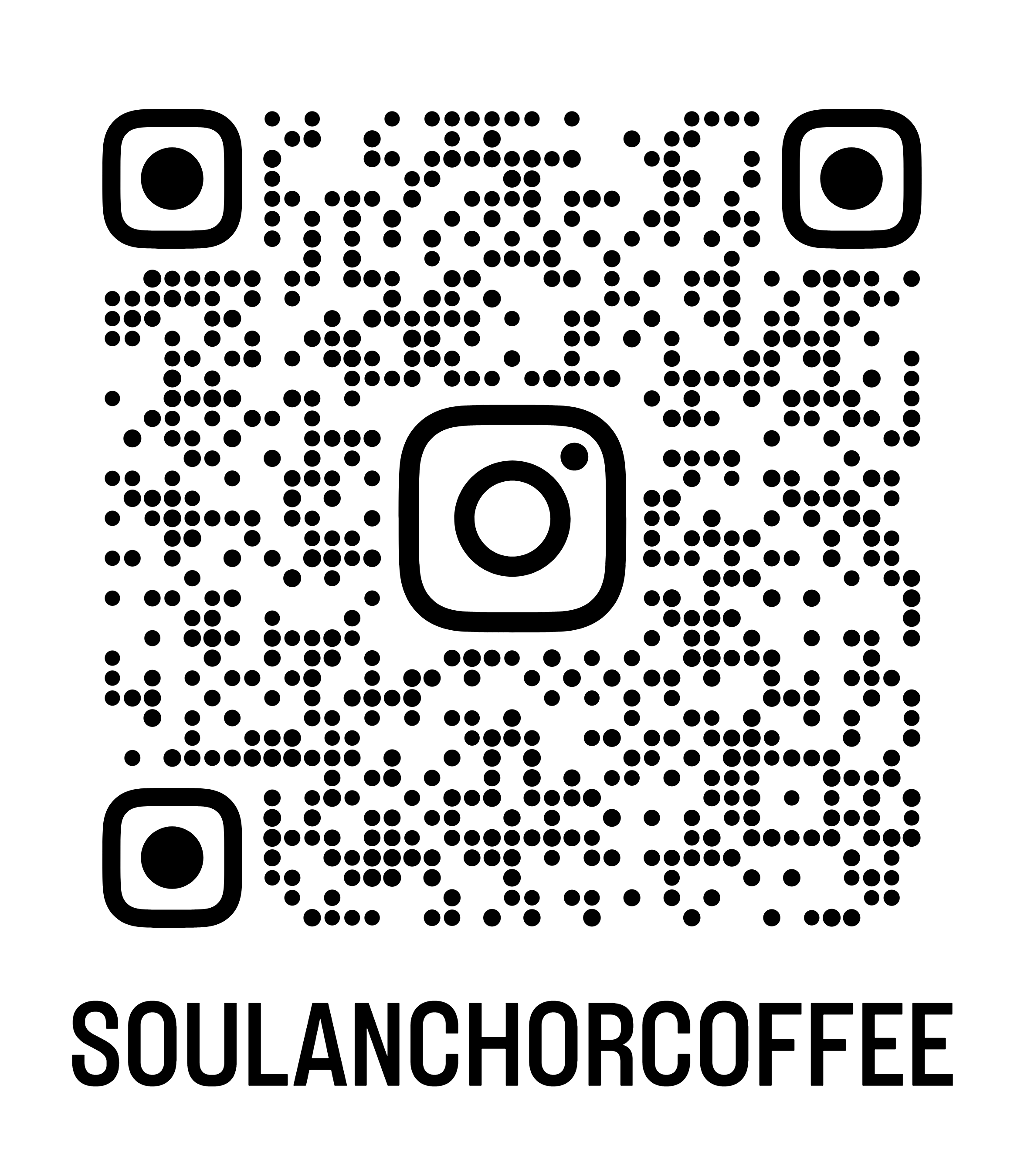 QR code with the text 'SOULANCHORCOFFEE' underneath