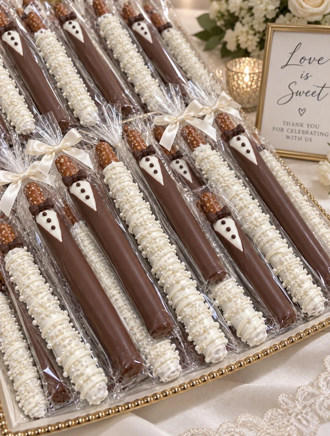 chocolate covered pretzels for wedding