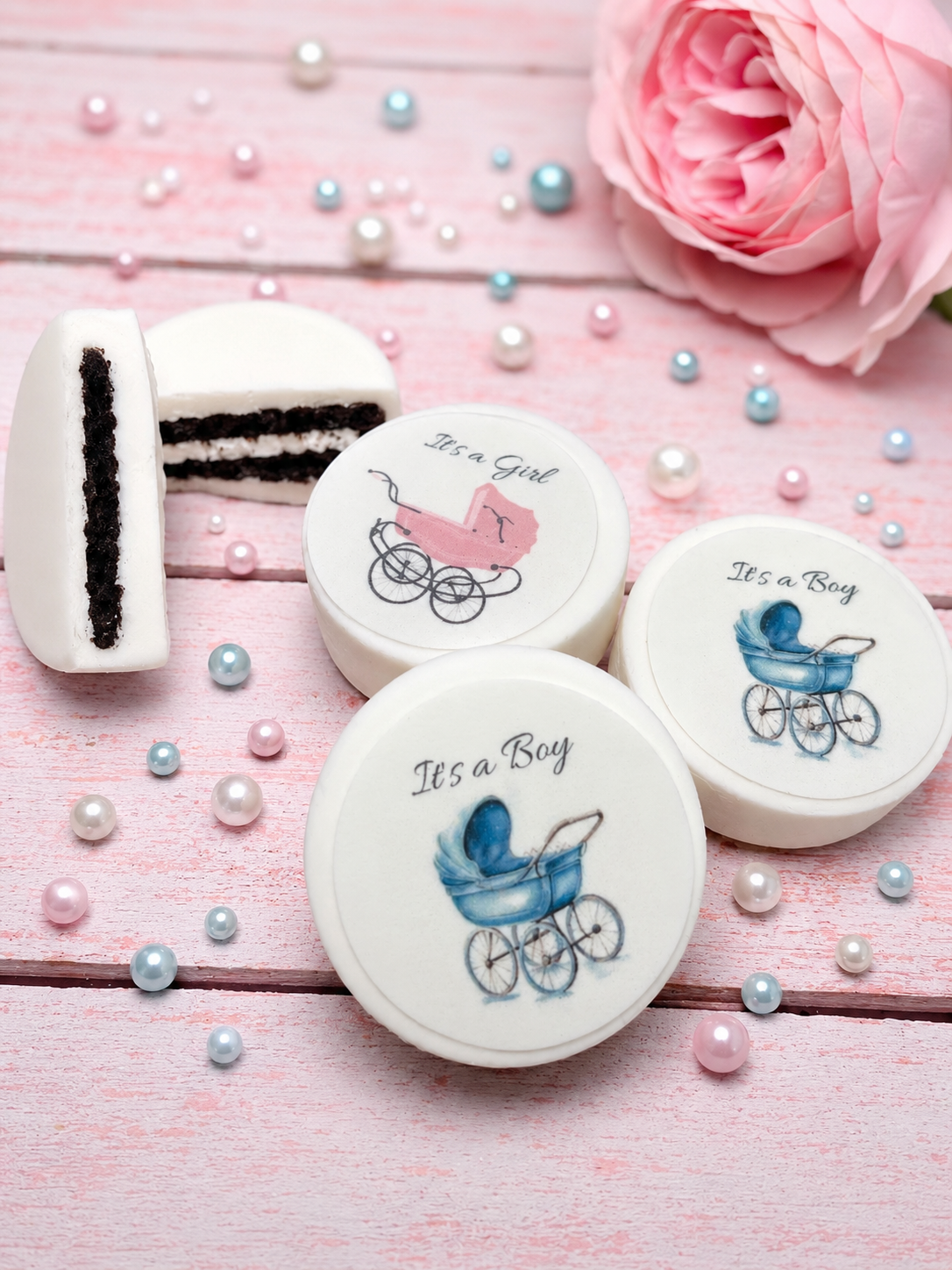 baby shower favors, chocolate covered Oreos