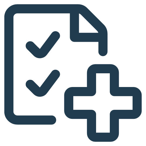 Icon of a checklist with a medical cross