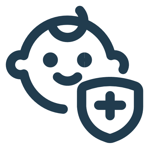 Icon of a child and a medical shield