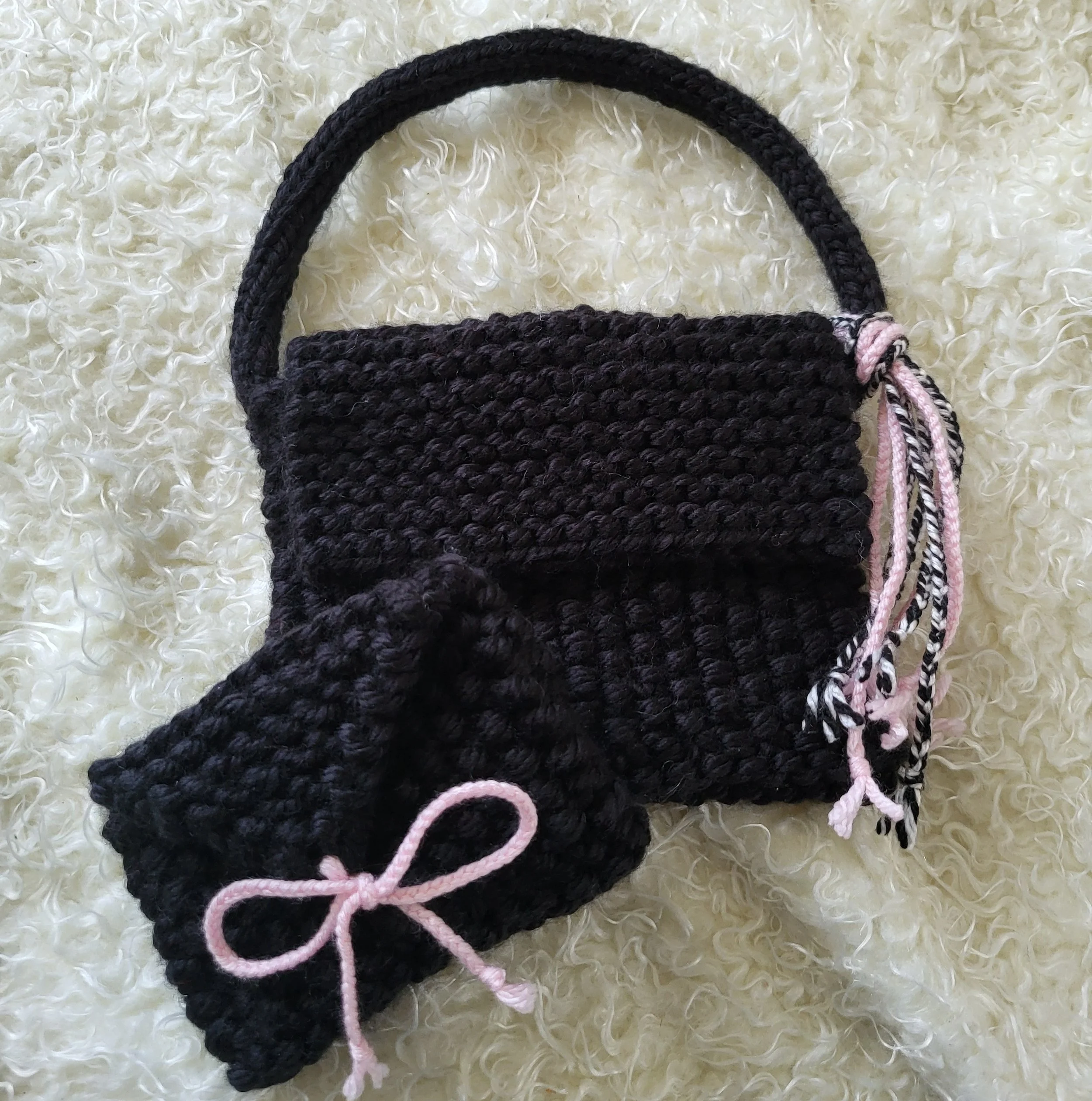 Black Handknit Mini Purse Set