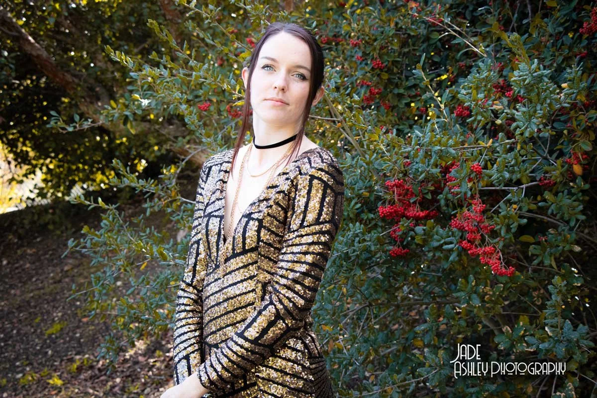 woman in sparkle dress