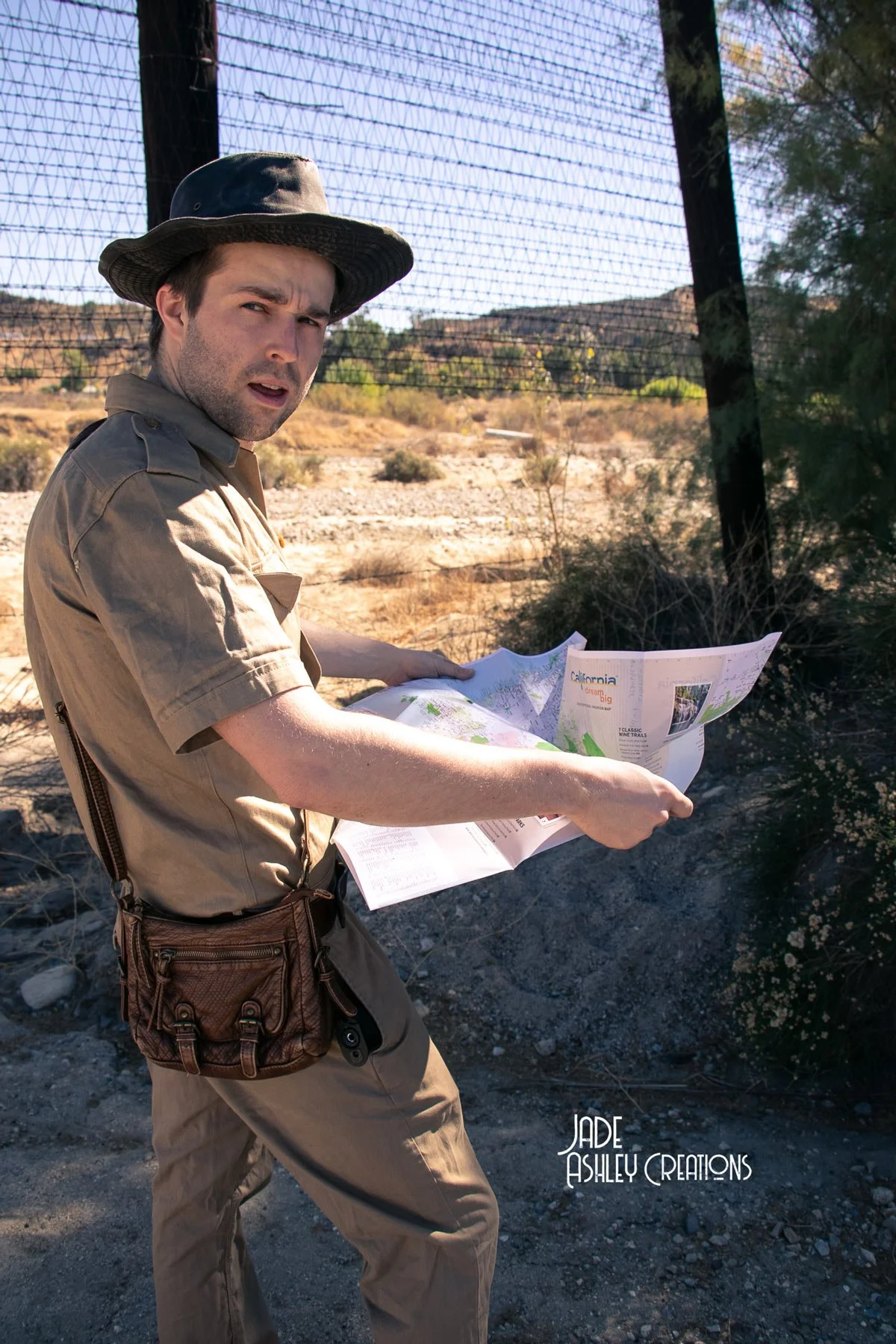man dressed up as indiana jones