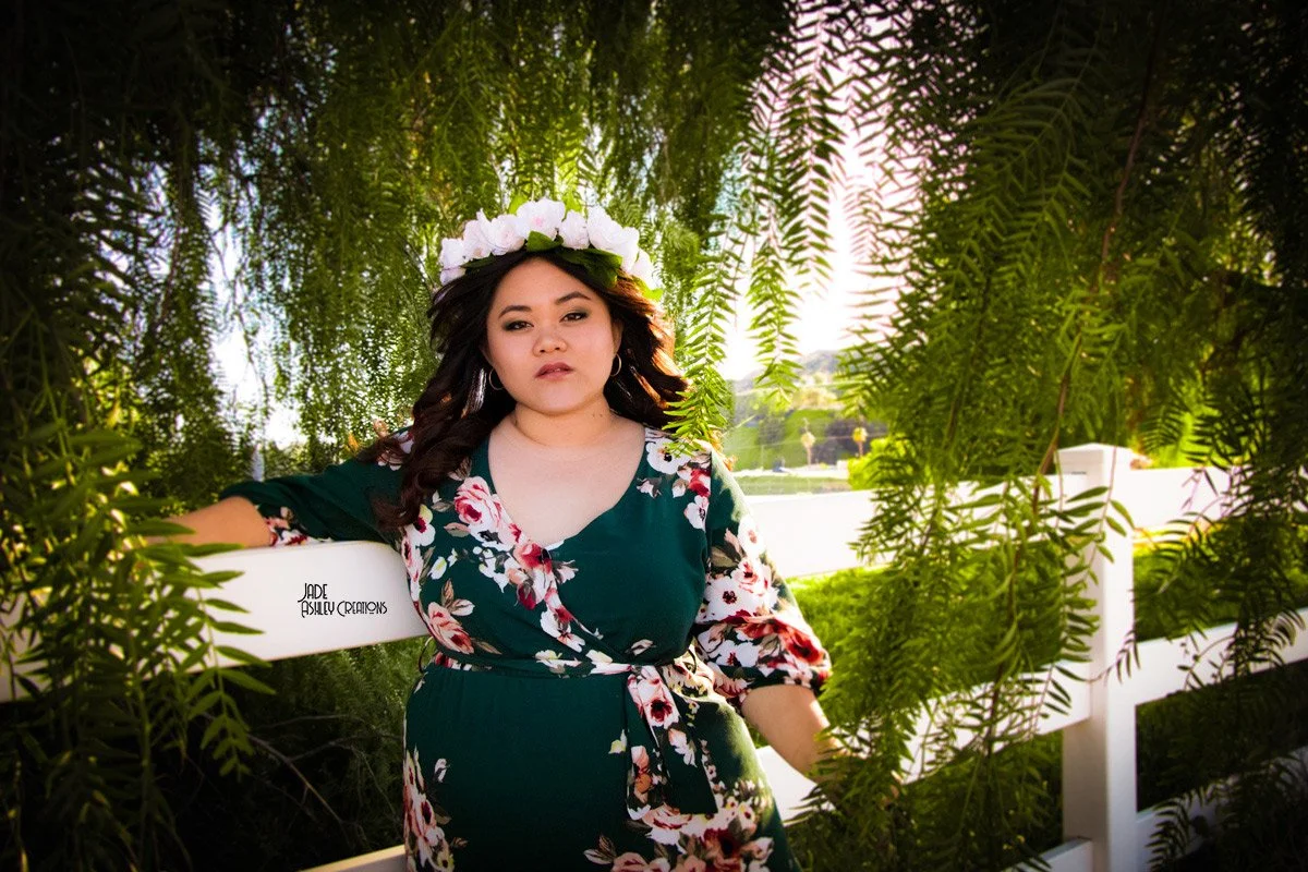 spring beauty woman in green dress
