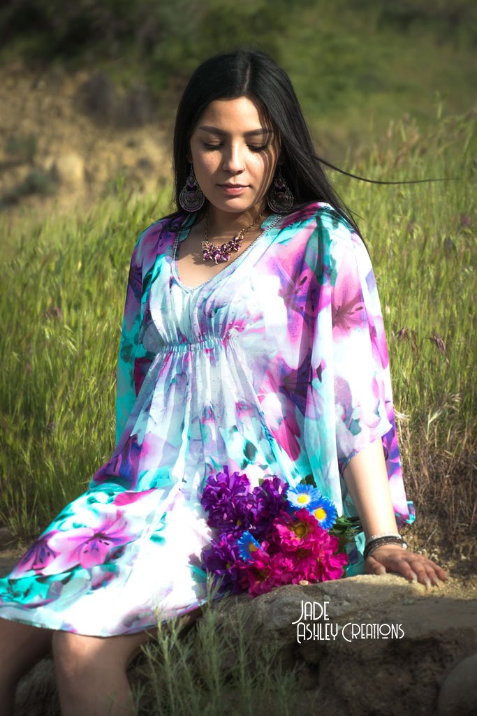 woman in colorful dress