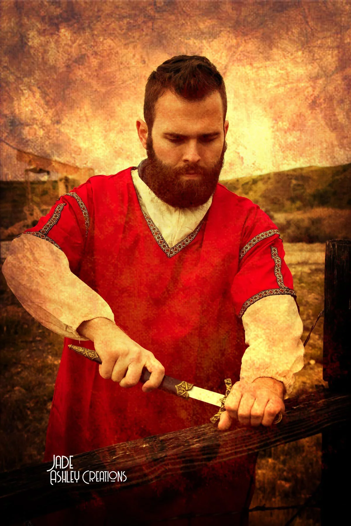 man sharpening his blade