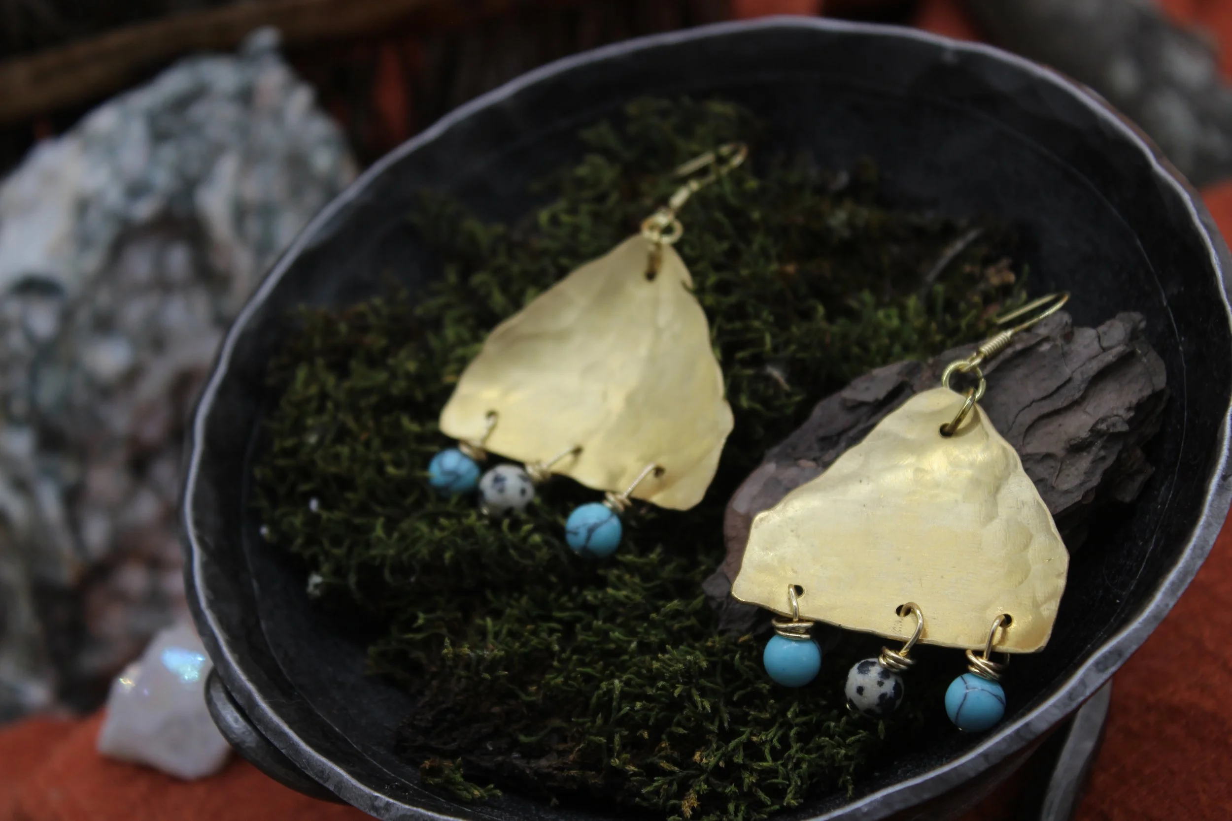 Brass Shield Earrings