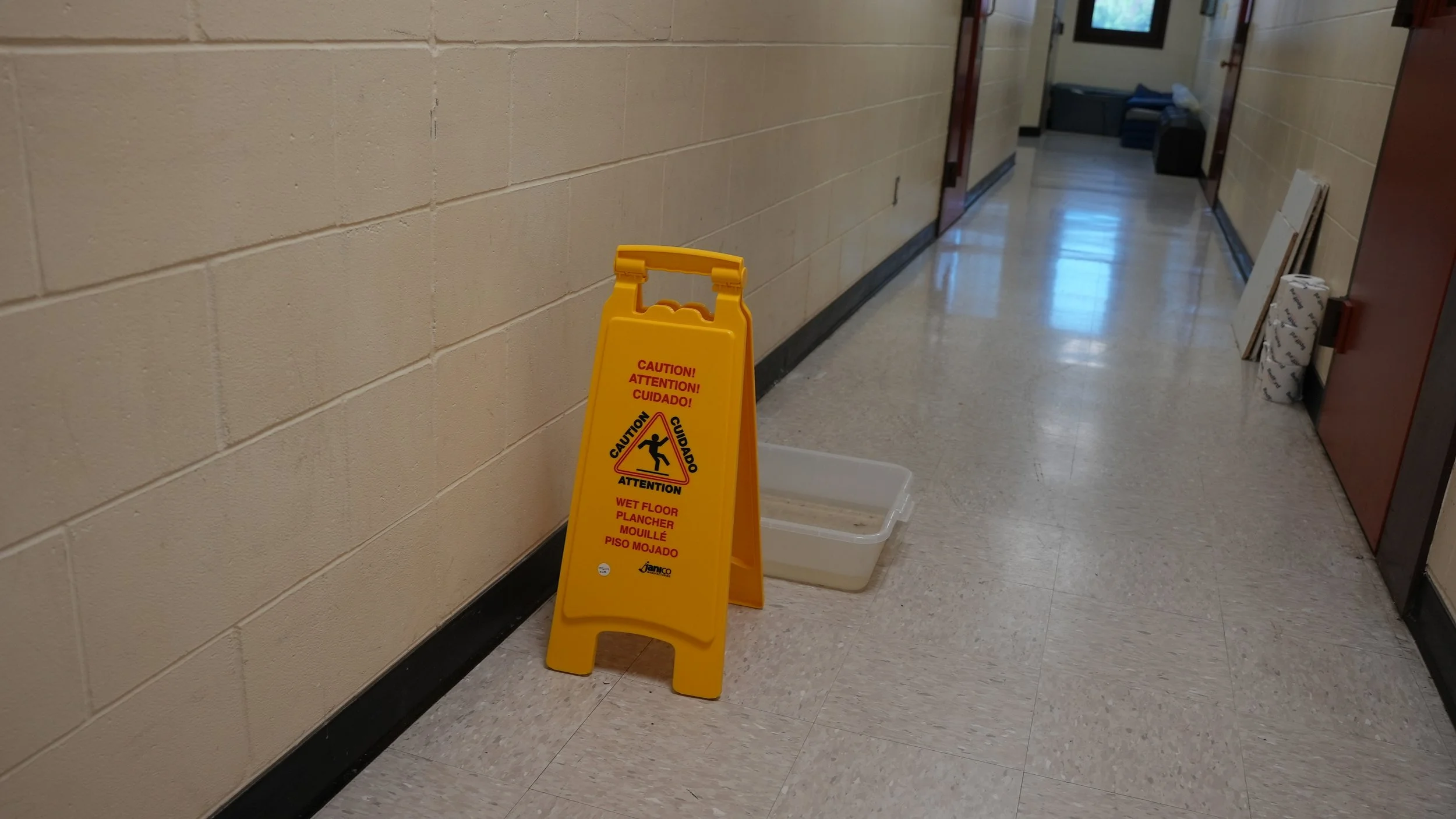 The jail hallway after a significant rain. 