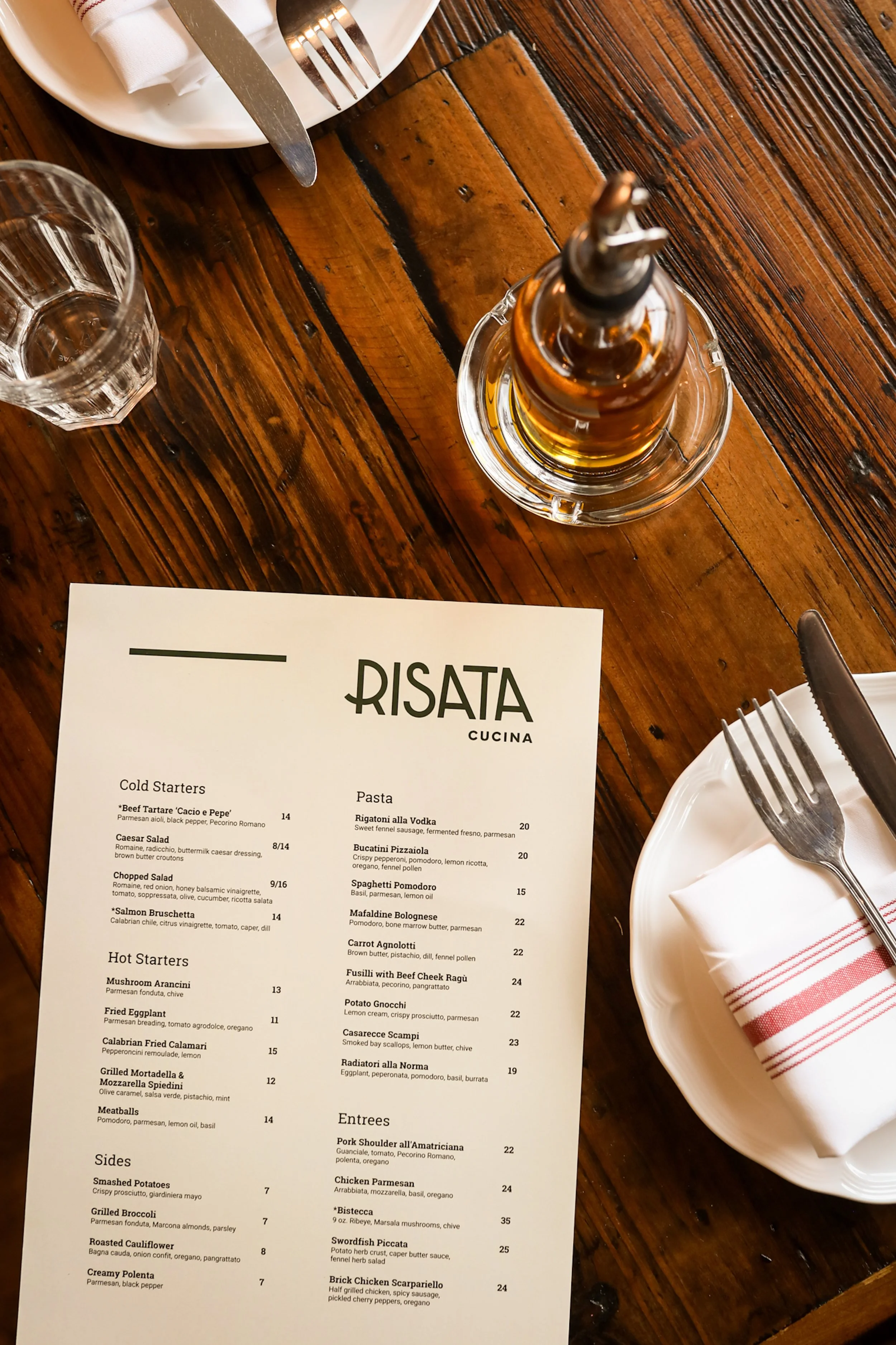 Restaurant menu on table