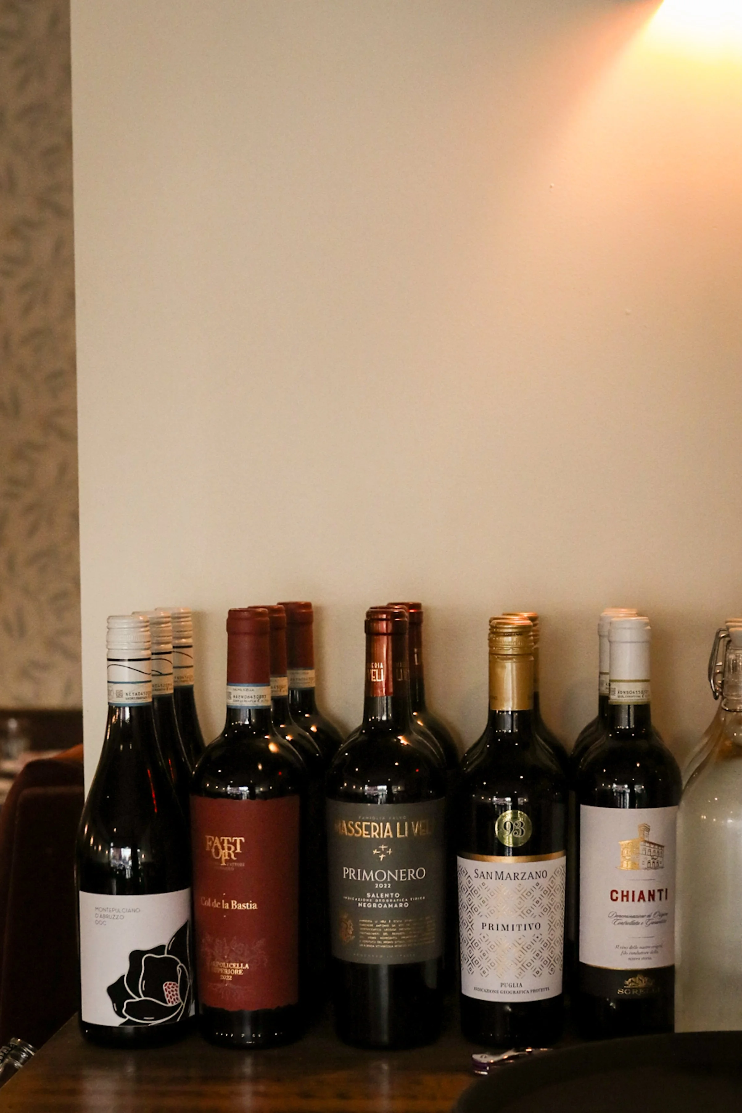 Bottles of wine at restaurant 
