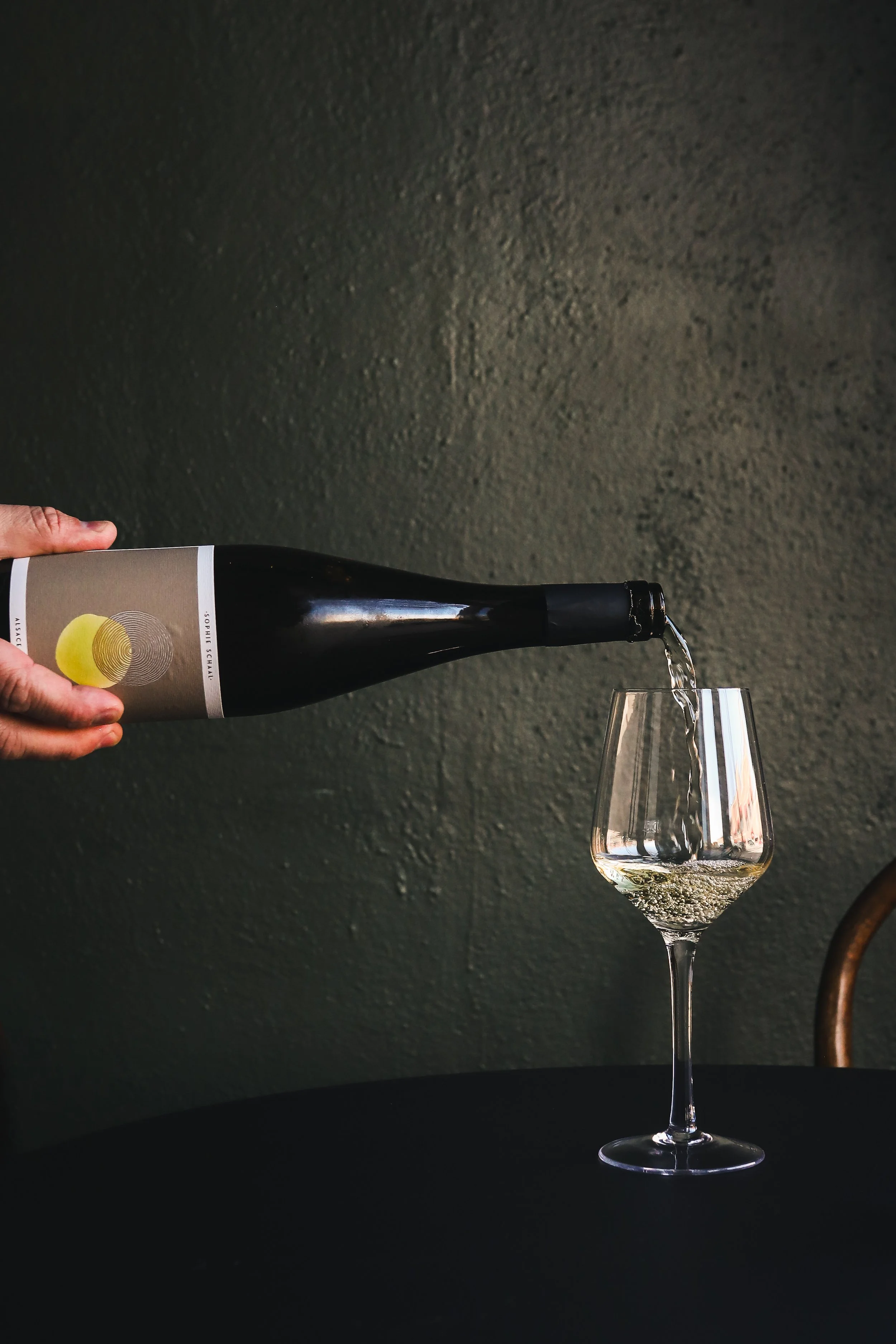 Wine poured into glass