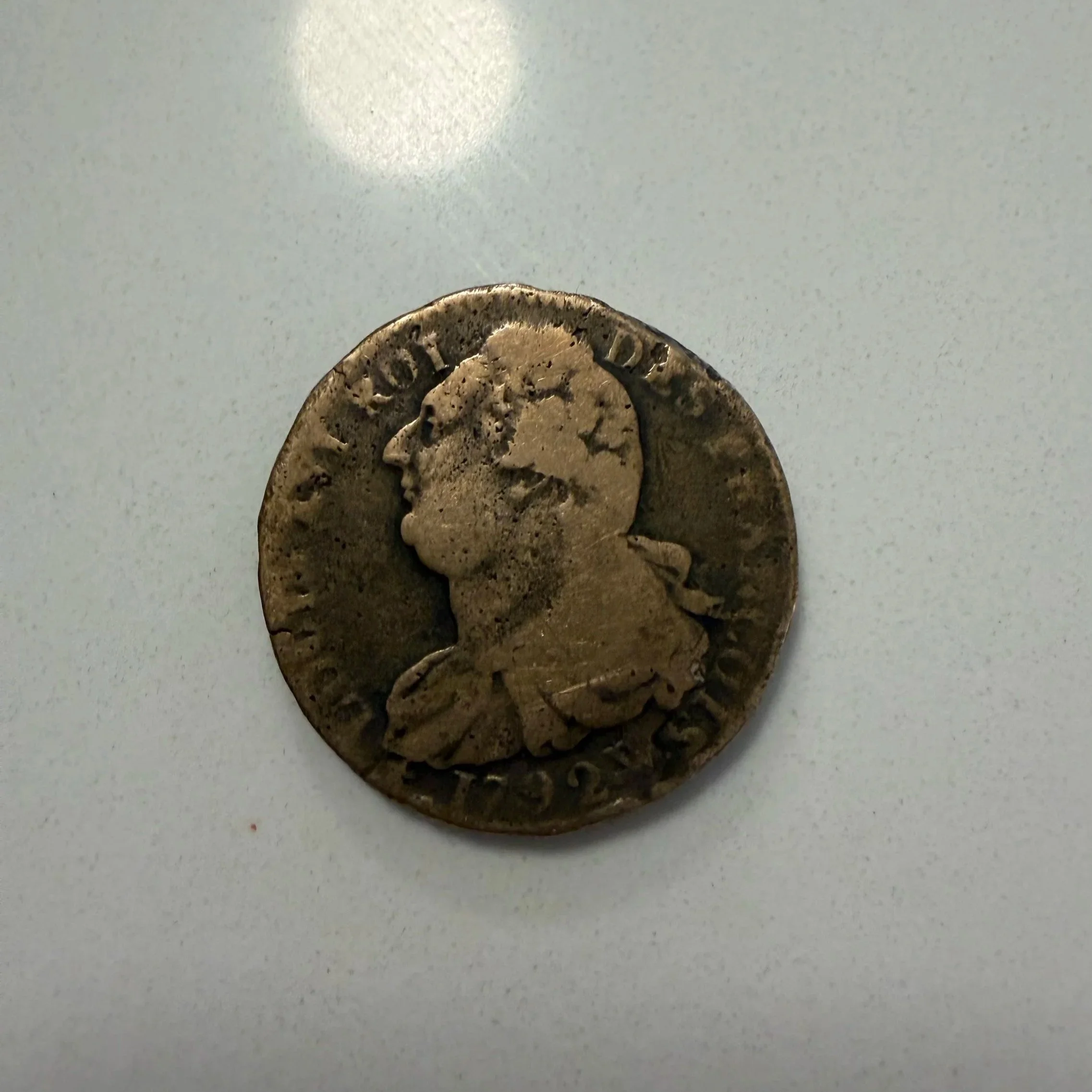 1792 French 2 Sols - King Louis XIV Bust Obverse