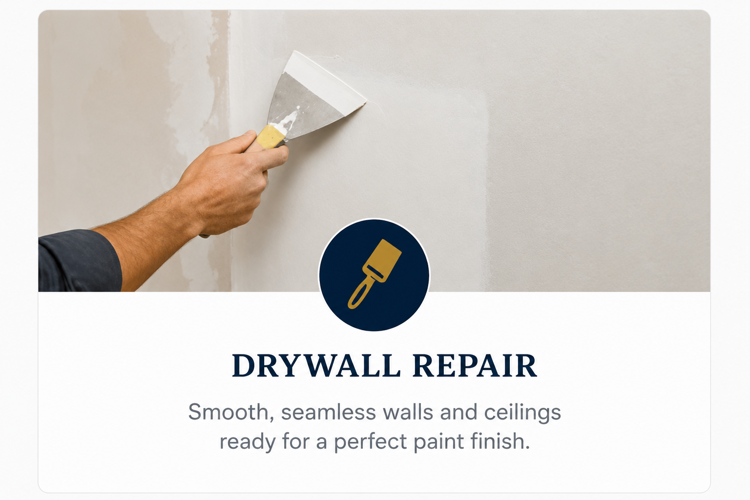 A person using a wall puttying spatula on a wall surface, preparing for drywall repair.
