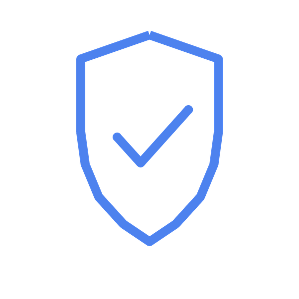 Blue shield icon with a checkmark inside, symbolizing protection or security.