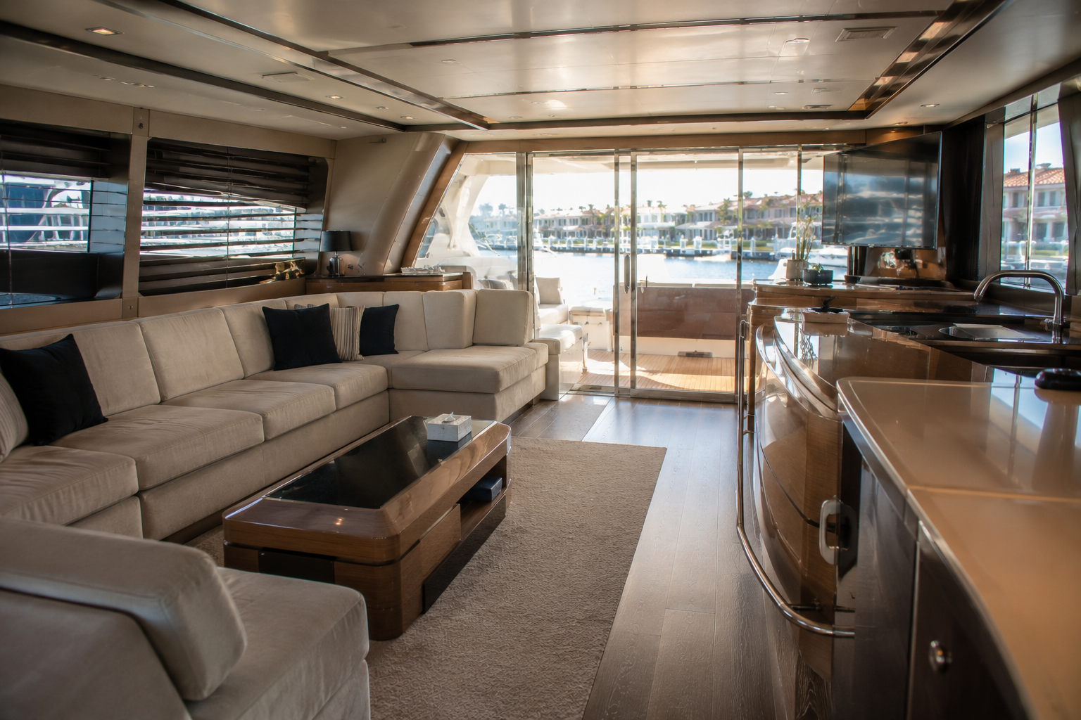 Interior Cleaning inside a yacht
