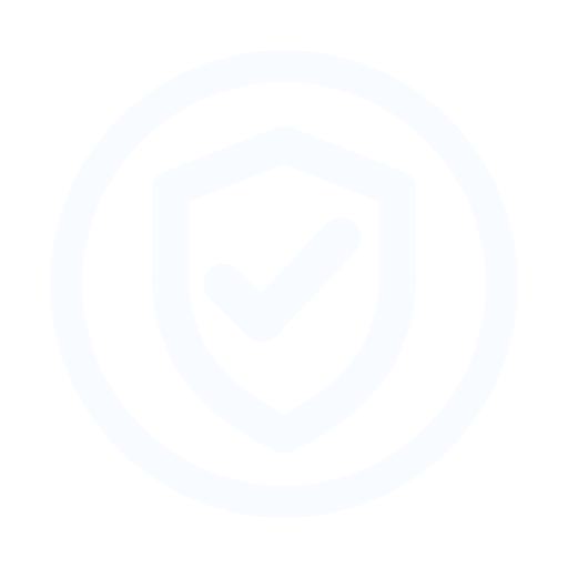 A white checkmark inside a shield icon on a black background.