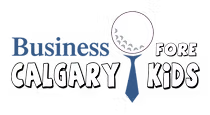 Logo of Calgary Fore Kids with a magnifying glass and a white circle.