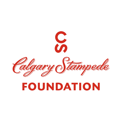 Calgary Stampede Foundation logo with a cowboy hat, with the text 'Calgary Stampede Foundation' in red and white, and a black background.
