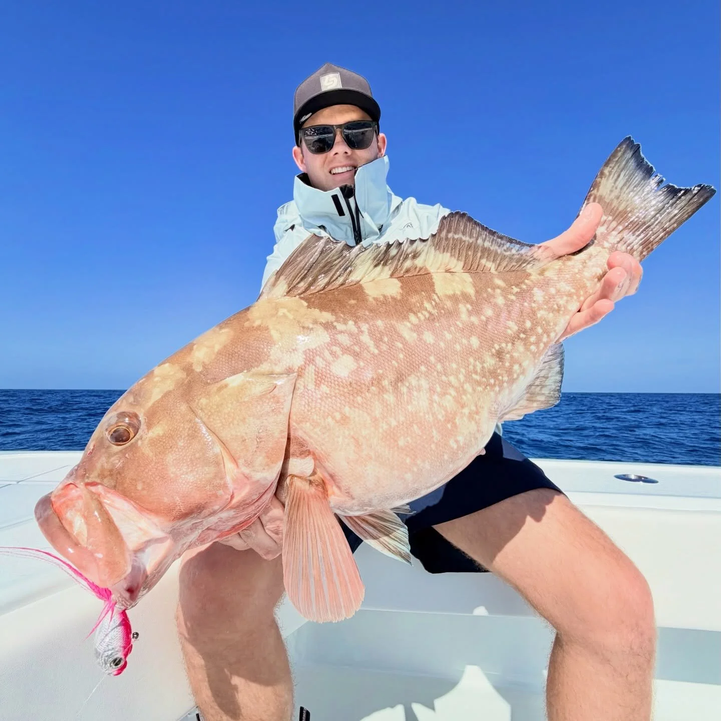 This Red Grouper didn&rsquo;t even let the Jig hit the bottom! 🤯 When you get on a hot bite like this there is nothing that compares. DM me to make a trip with us! 

#grouper #fishing #jigging #fish #bigfish