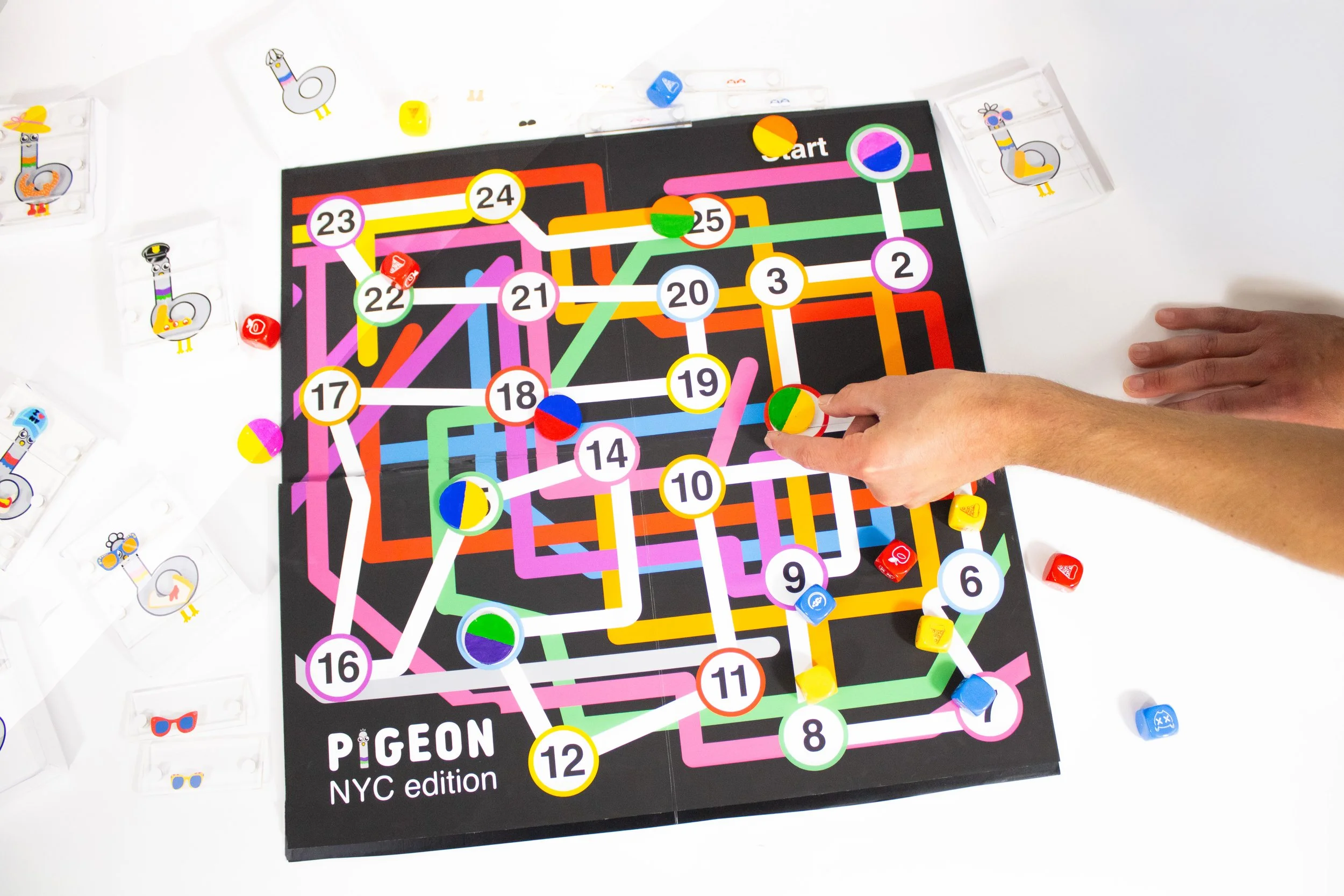 Player moving his piece forward on the board.