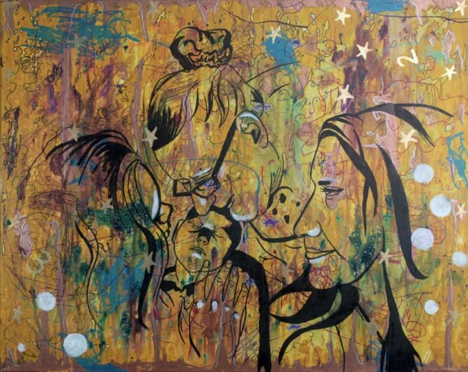 Title: Generational II:

Building on the experiences and memories of the original Generational piece, this work expands the collaboration to include my mother, my grandmother, and my daughter. Together, we created a layered, intuitive painting that e