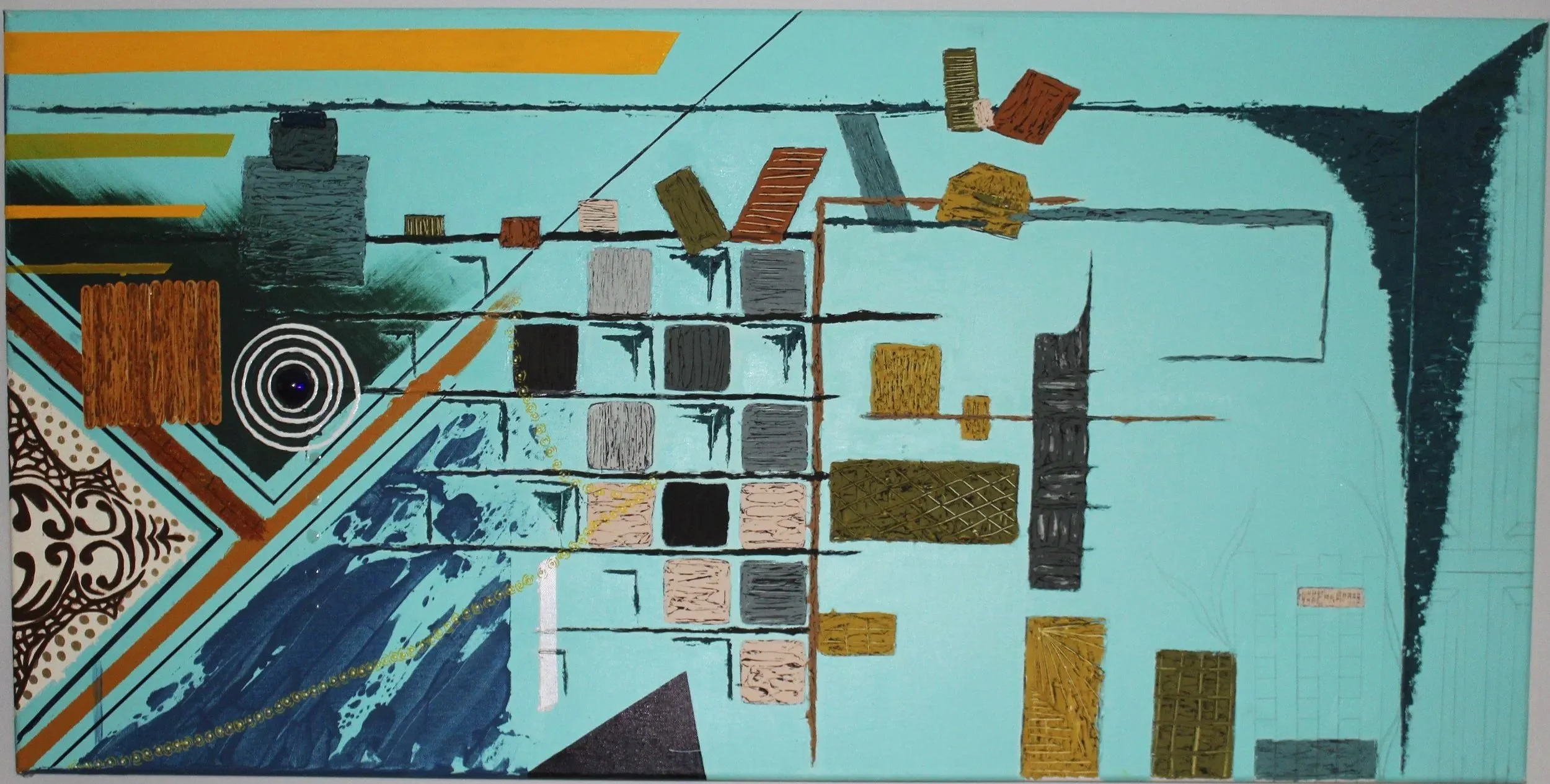 Title: Collided Space III:

This layer reflects the period when I came to stay with my grandmother, who suffered from dementia, and I became her full-time caretaker. The work is bittersweet, carrying the weight of saying goodbye to a home that shaped