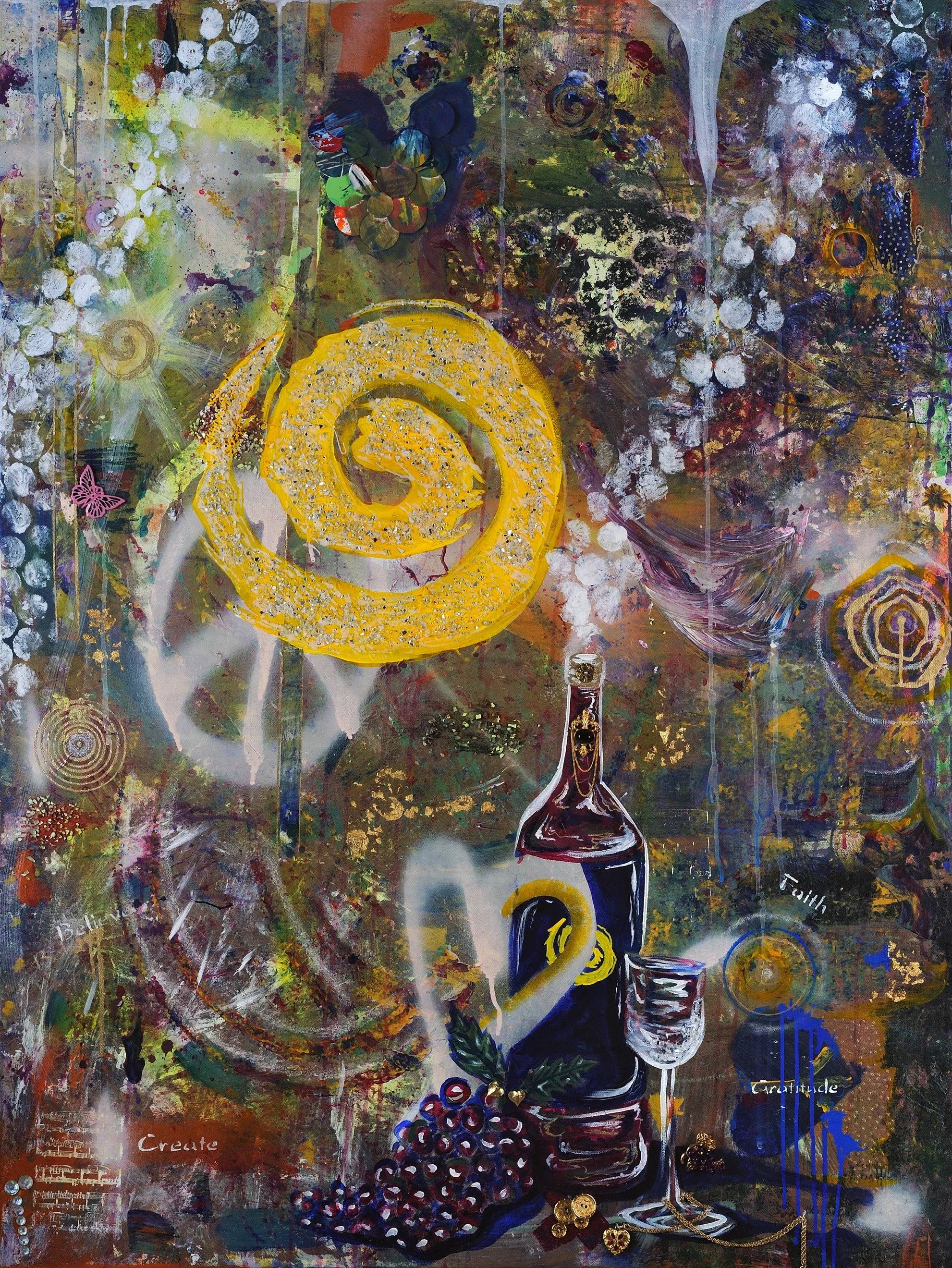 Title: Evening Vine:

Painted live at Port of Leonardtown Winery, Evening Vines captures the vibrant energy of the vineyard at dusk. Created in real time during an interactive painting experience, this piece reflects the connection between community,