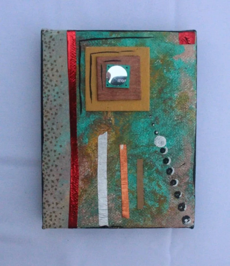 Title: Out First Masterpiece:

I began painting with my daughter when she was just five months old, finding creative ways to incorporate her into my artistic process. Early experiments included placing canvas in a bag or wrapping it in foil with pain