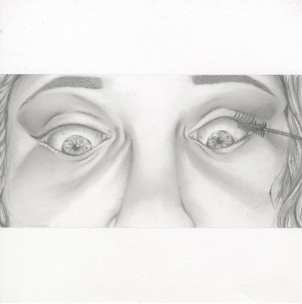 Ash: Personal Reflection – Eyes and Lashes


•	During: The second drawing captures the meticulous process of curling and enhancing the lashes, hands near the eyes, reflecting both care and the performative labor imposed by social judgment.