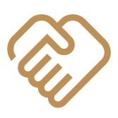 Icon of two hands shaking in beige color.