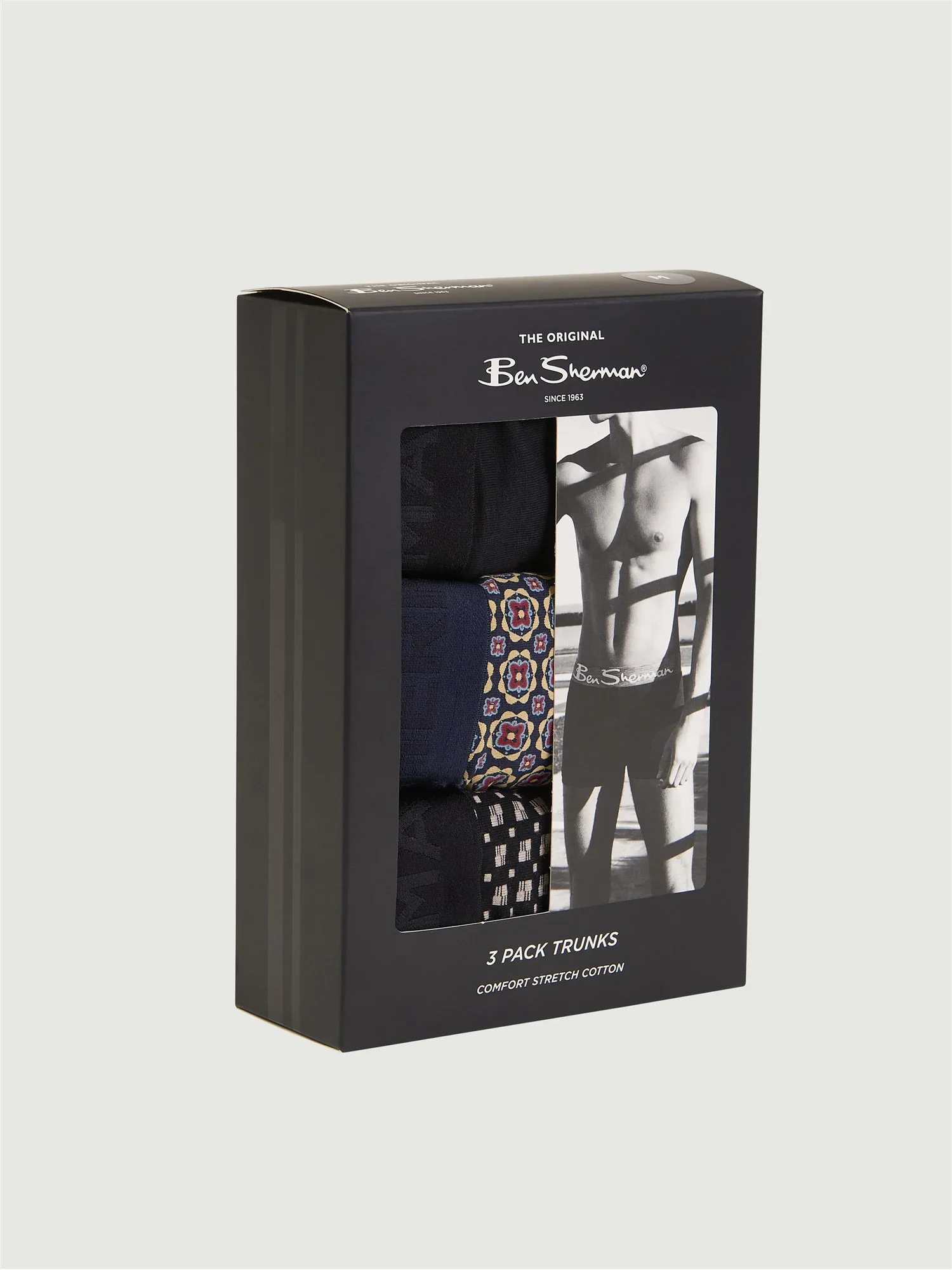 Ben Sherman 3 Pack Jacquard Geo Print Trunks Assorted