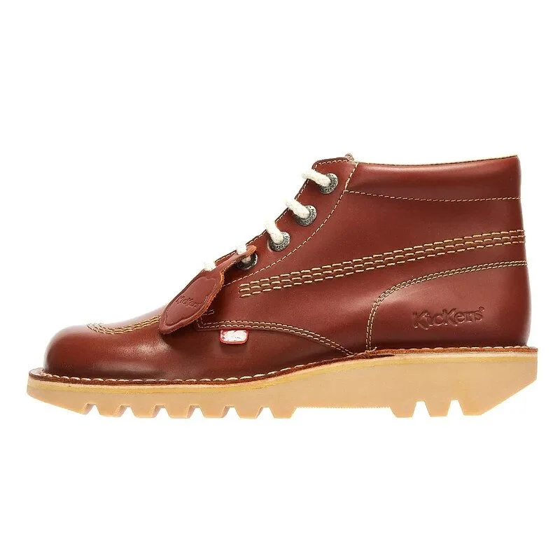 Kickers Kick Hi Leather Boots - Dark Tan