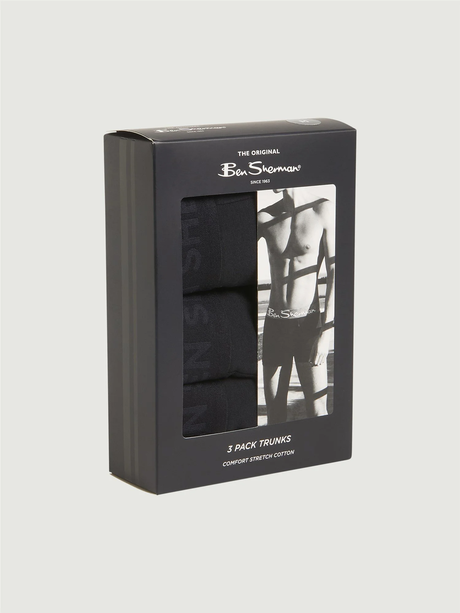 Ben Sherman 3 Pack Tonal Block Trunks Black