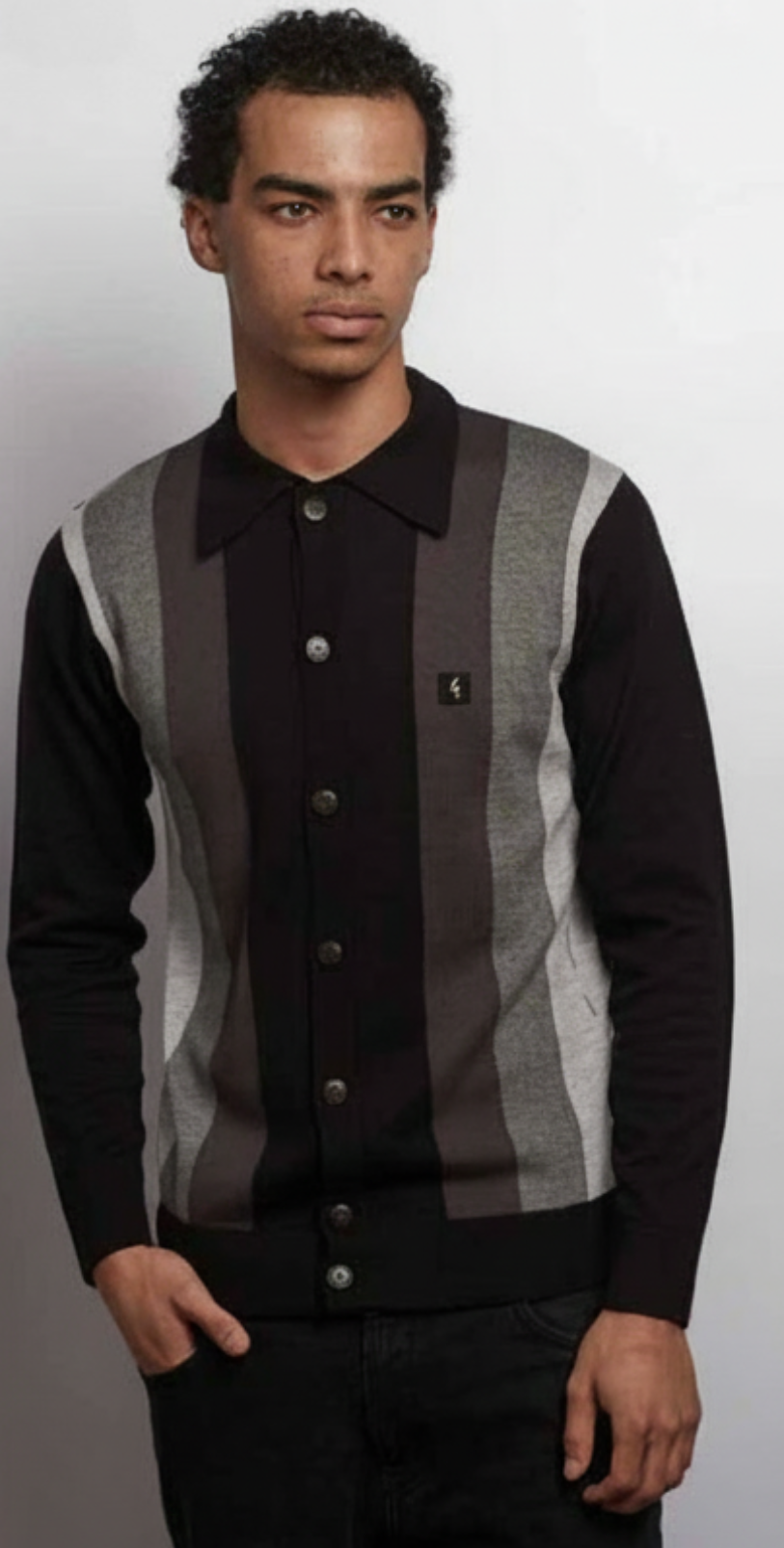Gabicci Pedro Button Through Knit Black