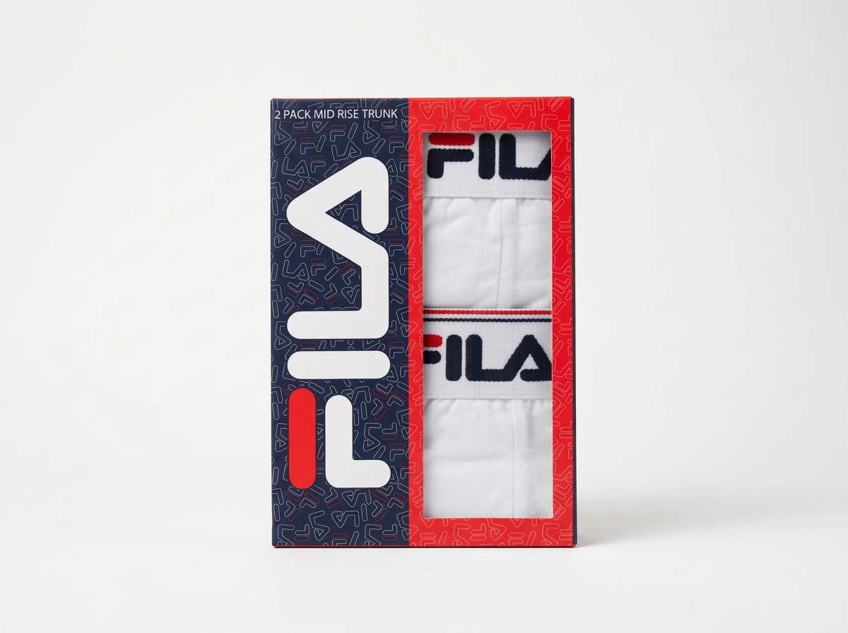 Fila Tristan 2-Pack Mens Mid Rise Trunks White